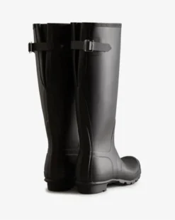 Hunter Women's Black Tall Back Adjustable Rain Boots -Fashion Shoe Store hunw2489301d