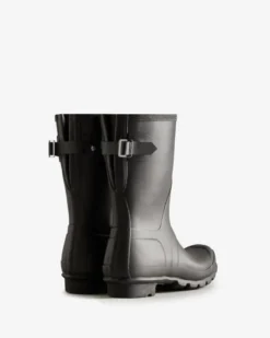 Hunter Women's Black Short Back Adjustable Rain Boots -Fashion Shoe Store hunw2535101d