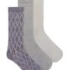 K. Bell Grey Diamond Texture Crew Socks (3 Pair Pack)