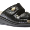 Black Snakeskin Slide Wedge Sandal
