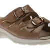 Taupe Double Strap Buckle Slide Wedge Sandal