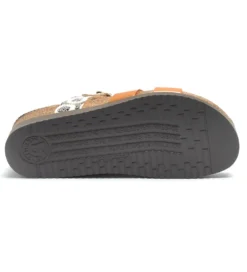 Mephisto Hannel Copacabana Camel Waxy Leather Slide Sandal -Fashion Shoe Store mephannel06d