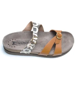 Mephisto Hannel Copacabana Camel Waxy Leather Slide Sandal -Fashion Shoe Store mephannel06e