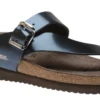 Mephisto Helen Blue Metallic Leather Thong Sandal