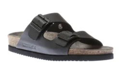 Mephisto Nerio Black Scratch Leather Slide Sandal
