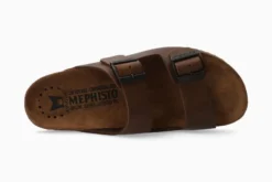 Mephisto Nerio Scratch Brown Leather Slide Sandal -Fashion Shoe Store mepnerio02c