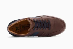 Mephisto Vito Chesnut Brown Navy Leather Lace-Up Sneaker -Fashion Shoe Store mepvito02d