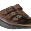 Mephisto Zach Unisex Brown Scratch Leather Slide Sandal