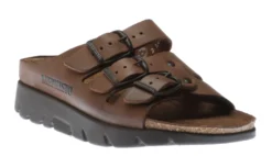 Mephisto Zach Unisex Brown Scratch Leather Slide Sandal