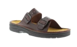 Mikael Buffalo Brown Leather Slide Sandal -Fashion Shoe Store naomikael739c