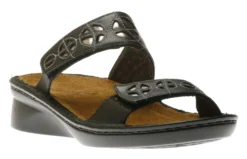 Cornet Black Leather Slide Sandal
