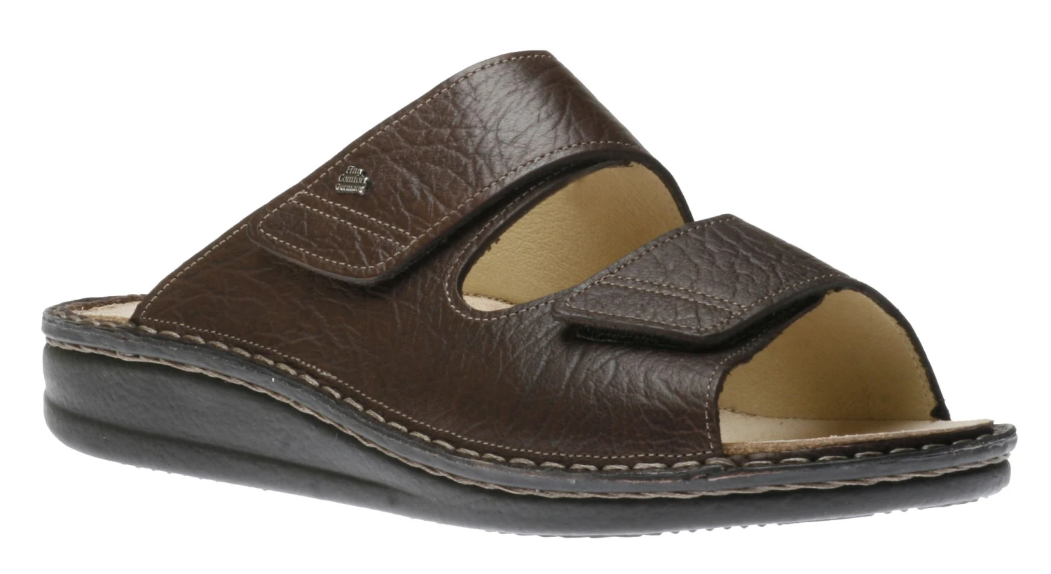 Finn Comfort Riad Men's Brown Leather Slide Sandal 1 Finn Comfort Riad Men's Brown Leather Slide Sandal
