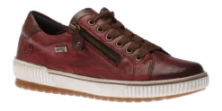 Remonte Ottawa Burgundy Leather Zipper Lace-Up Sneaker