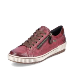 Remonte Ottawa Burgundy Leather Zipper Lace-Up Sneaker -Fashion Shoe Store remd070035e