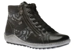 Remonte Ottawa Black Print Lace-Up Ankle Sneaker