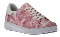 Leinen White Tropical Pink Palm Lace-Up Sneaker -Fashion Shoe Store rev4190332 scaled