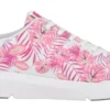 Leinen White Tropical Pink Palm Lace-Up Sneaker