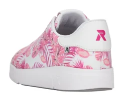 Leinen White Tropical Pink Palm Lace-Up Sneaker -Fashion Shoe Store rev4190332c