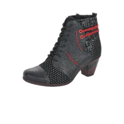 Remonte Ottawa Black Red Print Ankle Boot