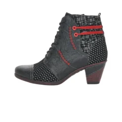 Remonte Ottawa Black Red Print Ankle Boot -Fashion Shoe Store ried878602b