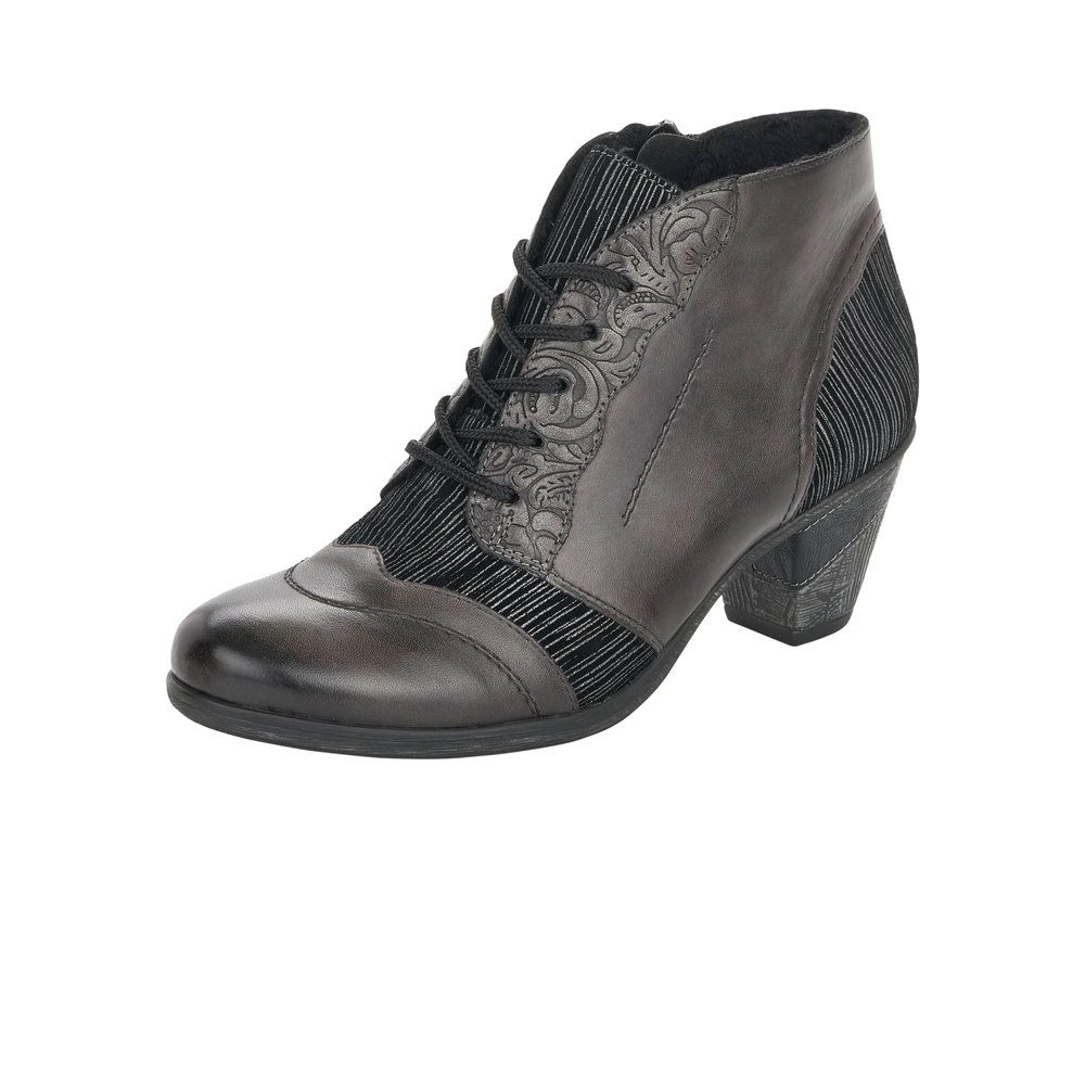 Remonte Cristallino Grey Leather Embossed Ankle Boot 1 Remonte Cristallino Grey Leather Embossed Ankle Boot