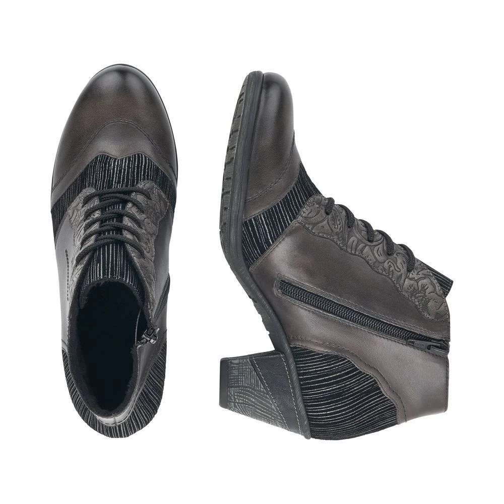 Remonte Cristallino Grey Leather Embossed Ankle Boot 2 Remonte Cristallino Grey Leather Embossed Ankle Boot - Image 2