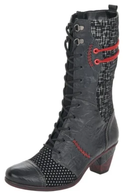 Remonte Ottawa Black Red Mid-Calf Boot