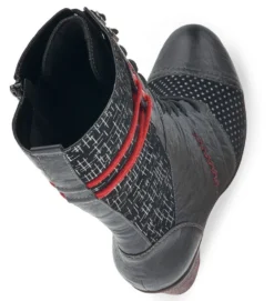 Remonte Ottawa Black Red Mid-Calf Boot -Fashion Shoe Store ried879102b