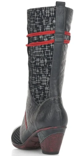 Remonte Ottawa Black Red Mid-Calf Boot -Fashion Shoe Store ried879102c