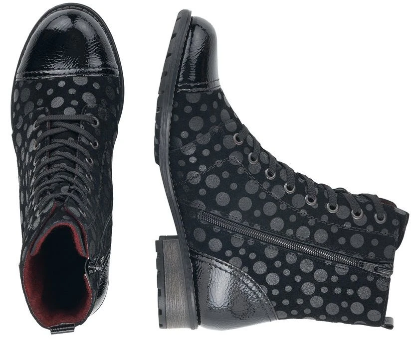 Remonte Largo Black Grey Polka Dot Lace-Up Ankle Boot 2 Remonte Largo Black Grey Polka Dot Lace-Up Ankle Boot - Image 2