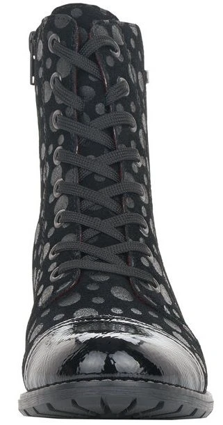 Remonte Largo Black Grey Polka Dot Lace-Up Ankle Boot 3 Remonte Largo Black Grey Polka Dot Lace-Up Ankle Boot - Image 3
