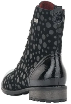 Remonte Largo Black Grey Polka Dot Lace-Up Ankle Boot 7 Remonte Largo Black Grey Polka Dot Lace-Up Ankle Boot -Fashion Shoe Store rier330902c