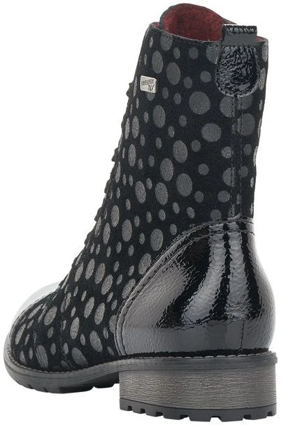 Remonte Largo Black Grey Polka Dot Lace-Up Ankle Boot 4 Remonte Largo Black Grey Polka Dot Lace-Up Ankle Boot - Image 4