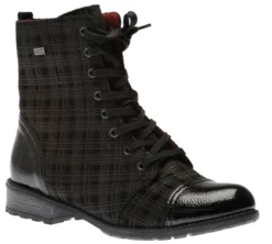 Remonte Largo Black Grey Tartan Ankle Dress Boot