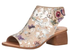 Remonte Odean Beige Metallic Flower Chunky Heel Sandal
