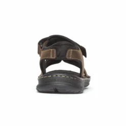 Rockport Darwyn Brown Leather Quarter-Strap Sports Sandal -Fashion Shoe Store rocdarwynqs02c