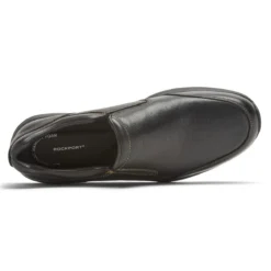 Rockport Edge Hill 2 Black Leather Double Gore Slip-On Casual Dress Shoe -Fashion Shoe Store rocedgehillso01b