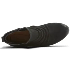 Rockport Gratasha 2 Panel Black Ruched Leather Ankle Boot -Fashion Shoe Store rocgratashap221d scaled