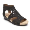 Rockport Hollywood Black Leather Hi Caged Sandal