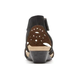 Rockport Hollywood Black Leather Hi Caged Sandal -Fashion Shoe Store rochollywoodh01c