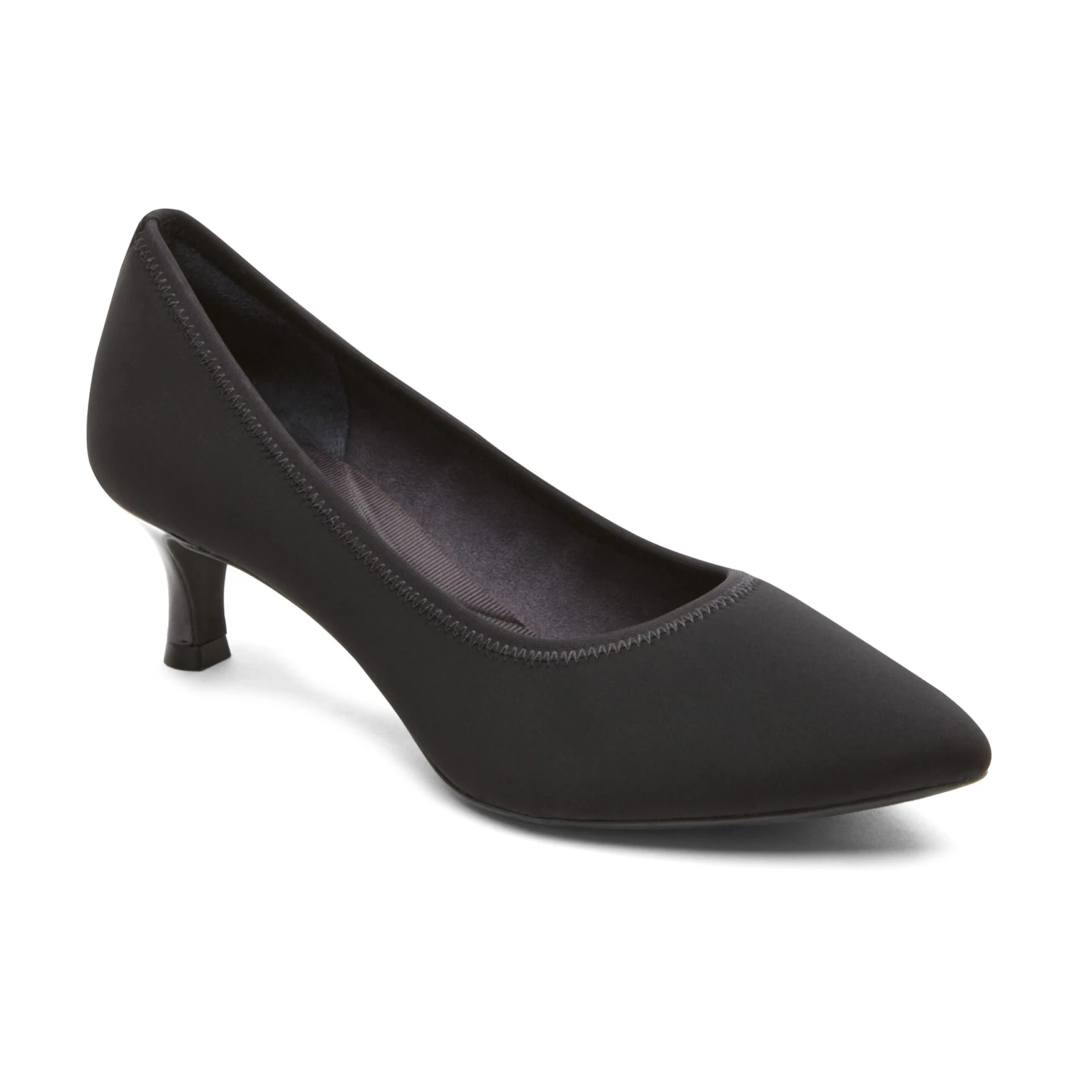 Rockport Total Motion Kaiya Black Elastic Kitten Heel Pointed Toe Dress Pump 1 Rockport Total Motion Kaiya Black Elastic Kitten Heel Pointed Toe Dress Pump