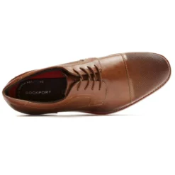 Rockport Saxxen Cognac Brown Leather Wingtip Oxford Dress Shoe -Fashion Shoe Store rocsaxxen06b