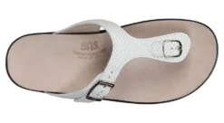 Sanibel White Snake Thong Sandal -Fashion Shoe Store sassanibel09b