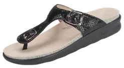 Sanibel Black Snake Thong Sandal -Fashion Shoe Store sassanibel31c