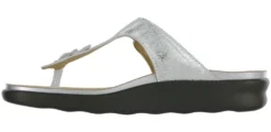 Sanibel Shiny Silver Thong Sandal -Fashion Shoe Store sassanibel35a