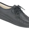 Siesta Black Leather Lace-Up Loafer