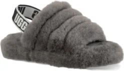 UGG Kids Fluff Yeah Slide -Fashion Shoe Store ugg childrens kids fluff yeah slide charcoal 1098494k chrc 37033.1647038453