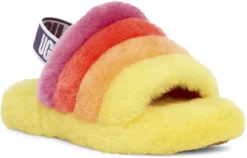 UGG Kids Fluff Yeah Slide -Fashion Shoe Store ugg kids fluff yeah slide yellow rainbow 1116157k yrnb 08423.1647038454